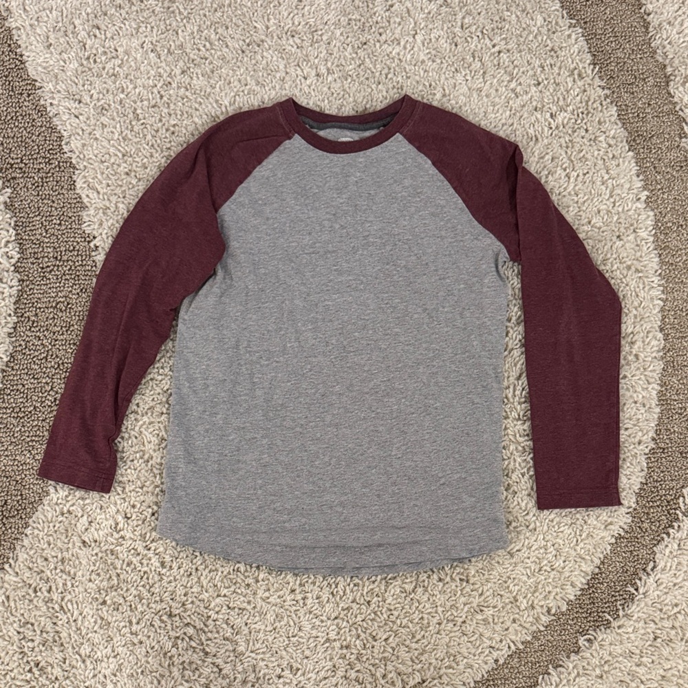 Old Navy Kids Long Sleeve Tee - Gray and Maroon